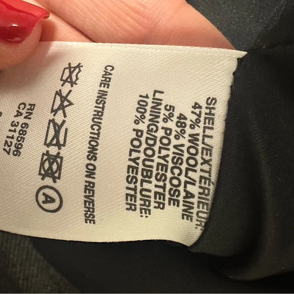 DKNY Gray Wool-Blend Herringbone Dress Pants | Size 16 | Wide Leg | Lined - Picture 8 of 9
